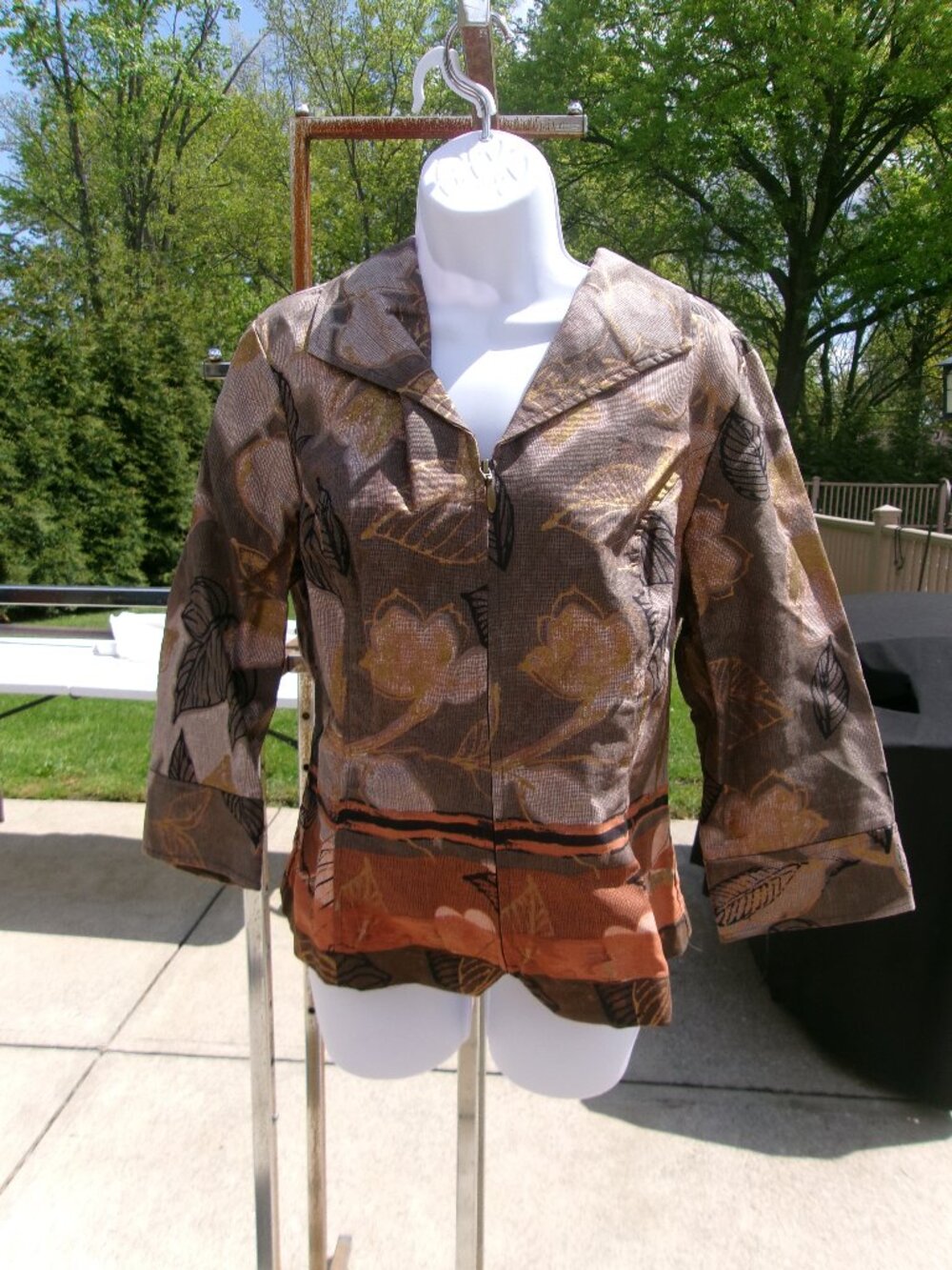 NWT COLDWATER CREEK BROWN LEAF PRINT JACKET 16